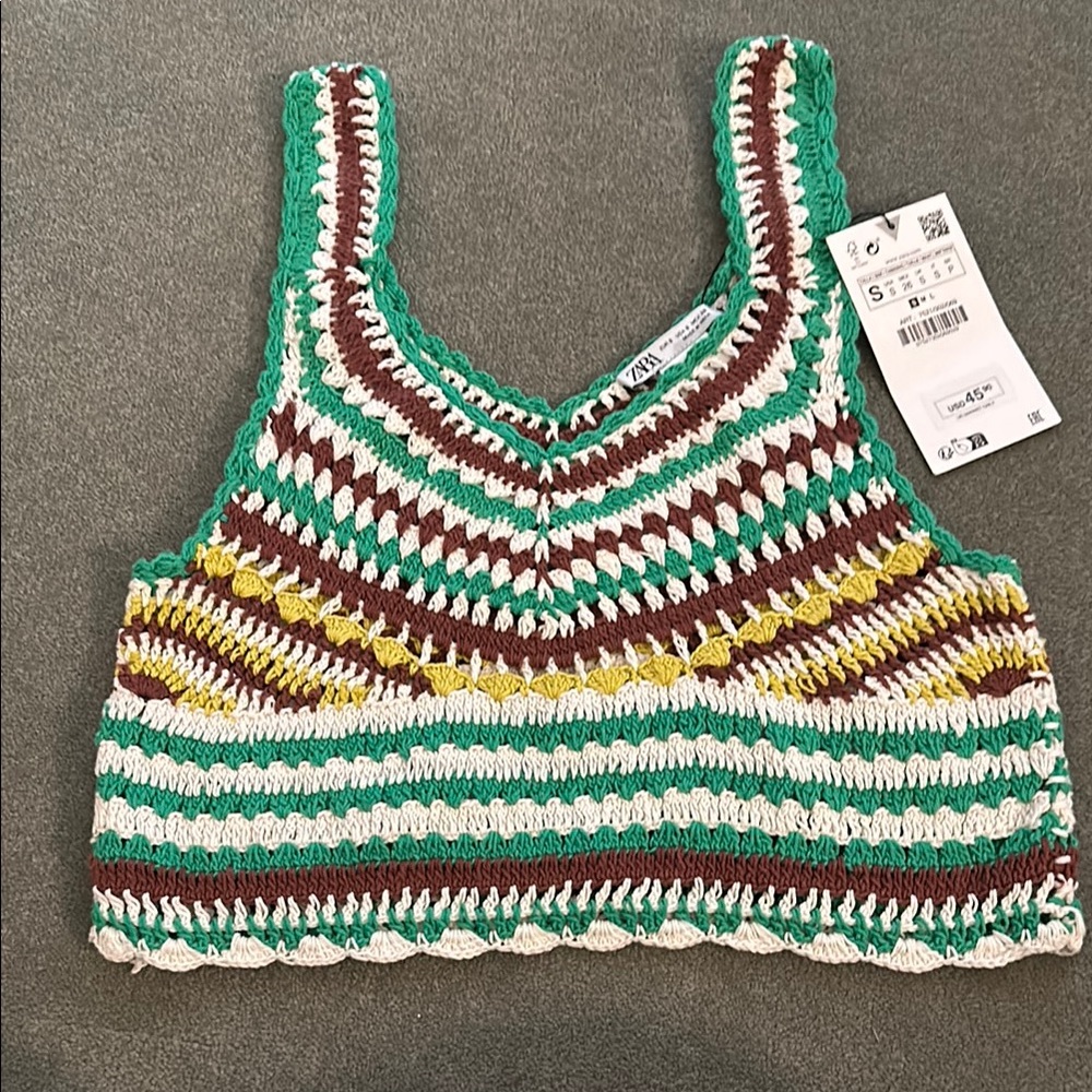 Zara Multicolor Striped Crochet Top